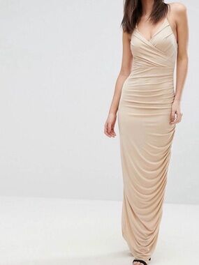 ASOS AX Paris Beige Formal Maxi Dress